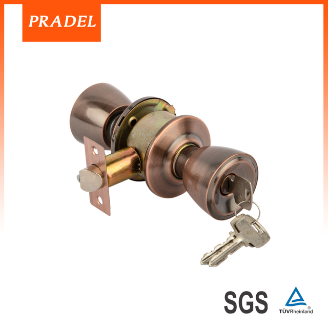 European Style Modern External Long Front Door Handle Set Lock Lever Door Handle on Plate Cylinder knob lock round lock Tubular Knob Lock