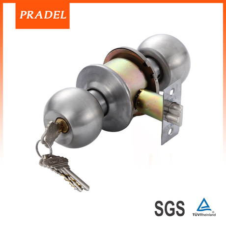 Top Quality New Fashion Traditional Stainless Steel Double Door Knob With Lock and Key 587 ss 